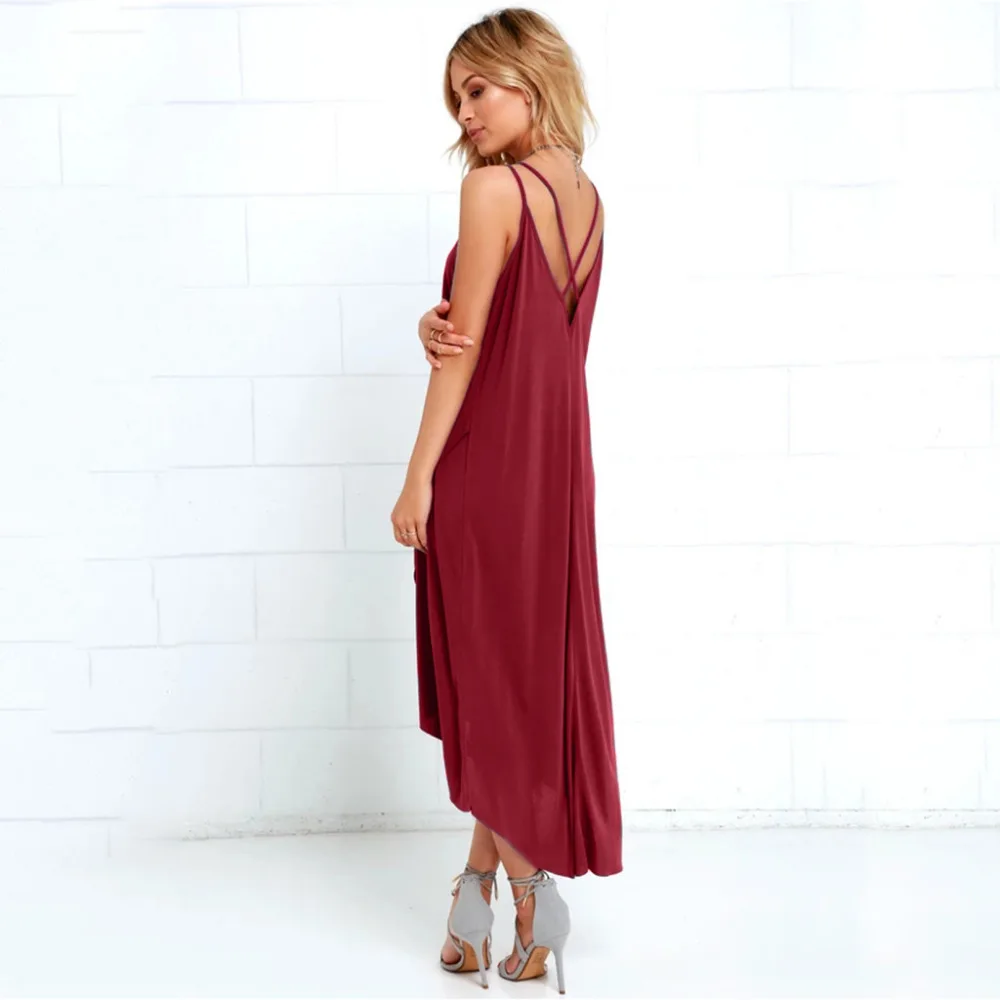 Женское летнее Boho Длинное Макси С АСИММЕТРИЧНЫМ ПОДОЛОМ Вечернее свободное