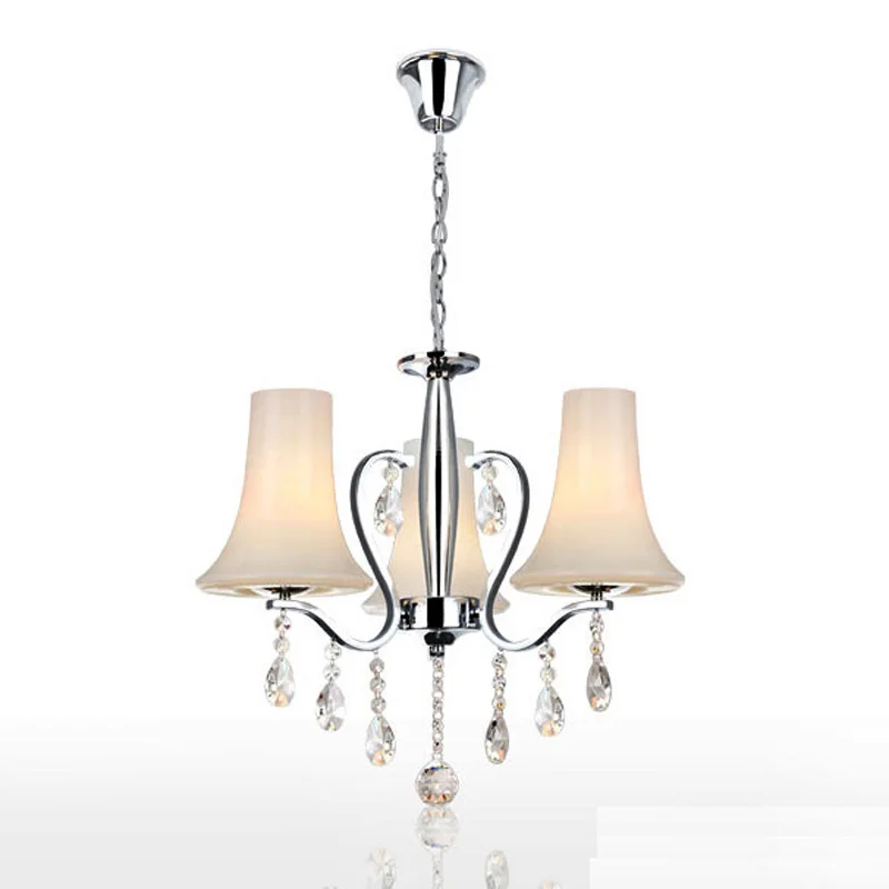 Современные хрустальные люстры с 3 лампочками со стеклянными оттенками