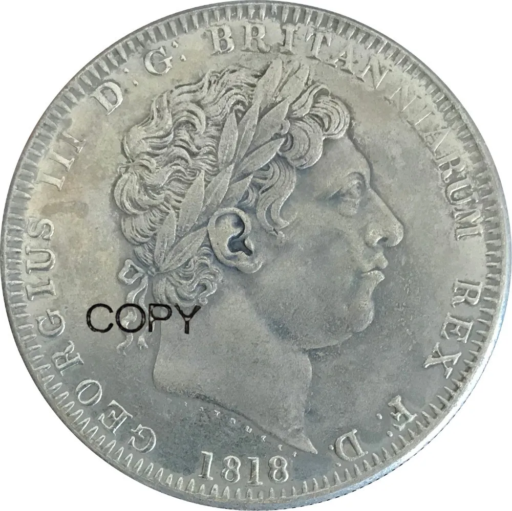 Великобритания 1 Корона Джордж III 1818 Мельхиор покрытием серебряные копии монет