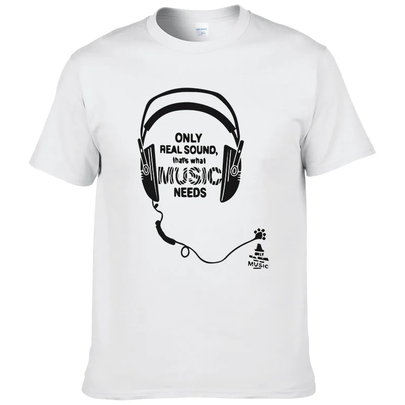 2018 Summer Men T Shirts Fashion 2017 Headset Music Printed Casual Shirt Brand T-shirt Cotton Cool Tees Tops Homme | Мужская одежда