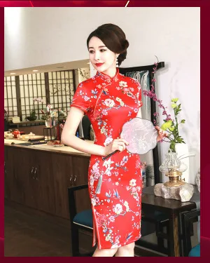 Sheng Coco Королевский синий Cheongsam платья короткий дизайн Лето Новинка Чонсам Qipao Китайский пасторальный стиль плотное платье XXL