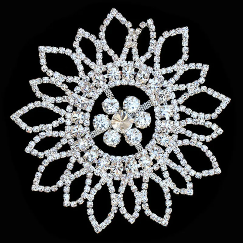 

Cusack 10.3 cm Crystal Rhinestone Applique for Wedding Dresses Costume Hats DIY Crafts Silver Gold Flatback