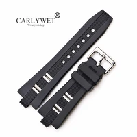 carlywet 26 x 9mm wholesale black rubber watchbands high quality silicone waterproof replacement watch band strap belt buckle