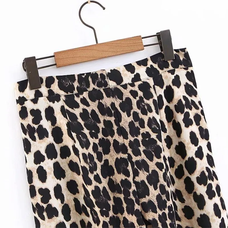 Для женщин животного с леопардовым принтом ботильоны Длина Брюки Sexy шаровары