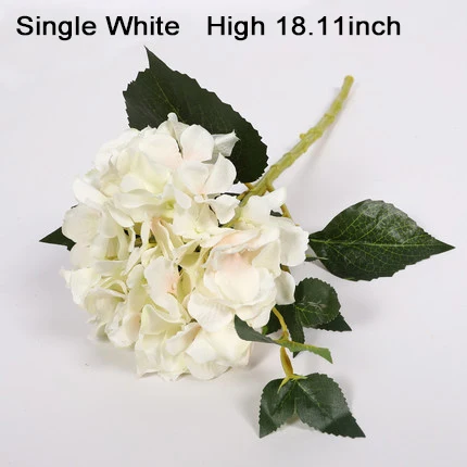 single white Xuanxiaotong 1 шт. искусственный цветок гортензии шелковые ветви с зелеными листьями для осени Свадебные вечерние украшения для дома высокое качество - Цвет: single white