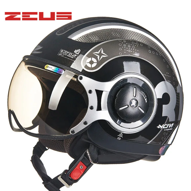 ZEUS женские moto rcycle винтажные мото шлемы мужские Casco moto rbike шлемы DOT ece Ретро велосипед электрический скутер 4 сезона шлем - Цвет: SS1 grey