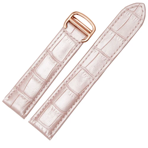 Pink rose gold PEIYI ремешок для часов из натуральной кожи ремешок для часов 18 мм/20 мм/22 мм браслет для Для мужчин/Женская заменить ремешки для Cartier Tank Solo - Цвет ремешка: Pink rose gold