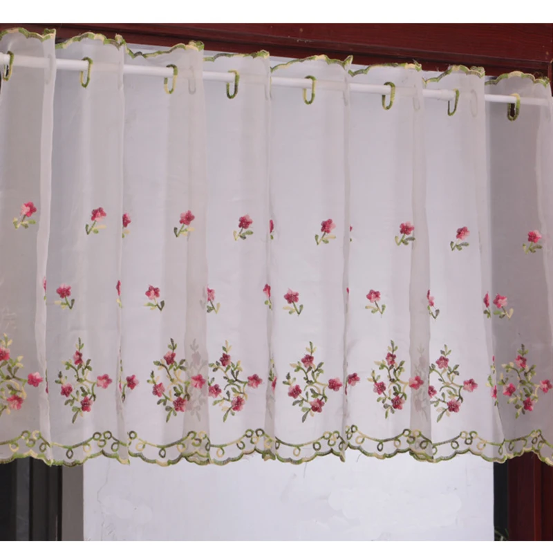 Вышитые цветочные короткие занавески для кухни Valance Pelmet вуаль гостиной спальни