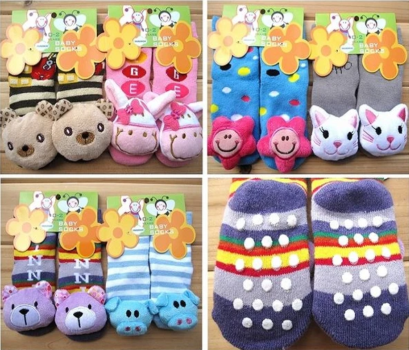 6 пар/лот новые стильные детские Нескользящие носки для ходьбы Детские Модные