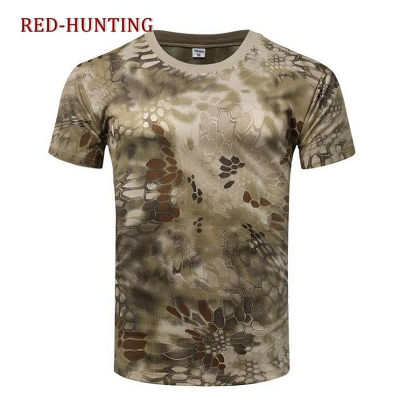 

Men Breathable Army Tactical Combat T-Shirt Quick Dry Camouflage Hunting Sport Camo CampTees