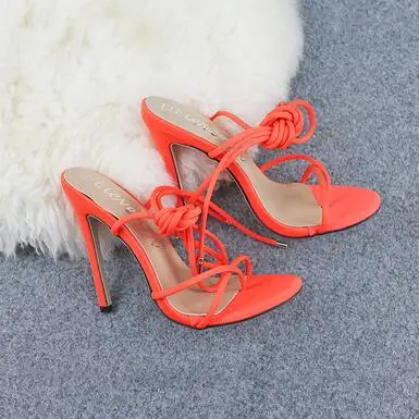 

BONJEAN Summer High Heel Shoes Woman Sexy Open Toe Lace-up Gladiator Sandals Thin Heels Cutouts Runway Pumps Ladies Heels