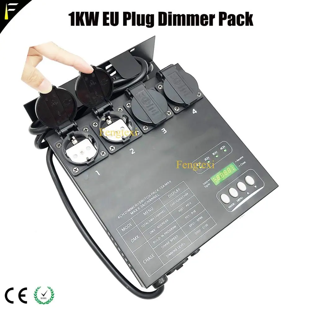Новый 4CH Euro Plug Stage Light диммерный блок 1kw каждый канал DMX переключение контроллера