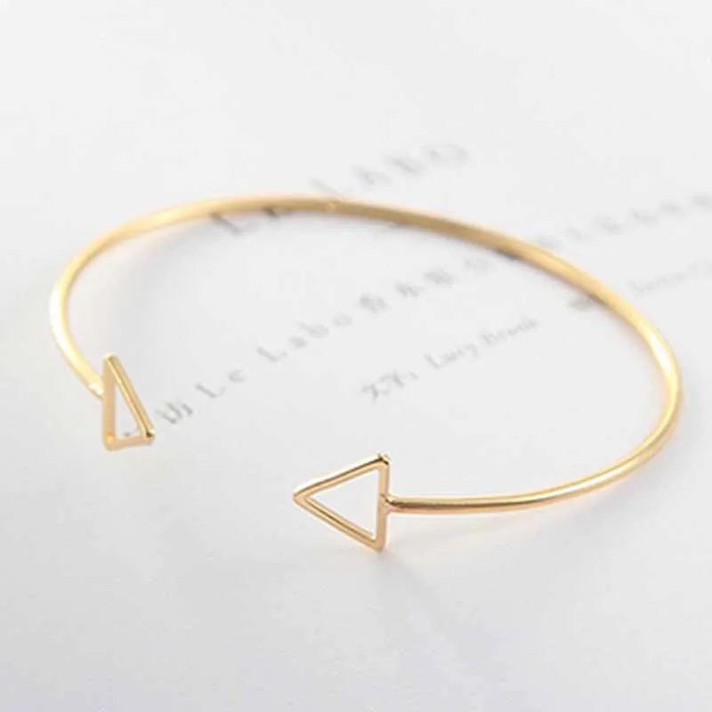 4 Types Fashion Geometric Love Bangle Shiny Polished Open Double Triangles Wire Cuff Bracelets for Women Gift Jewelry | Украшения и