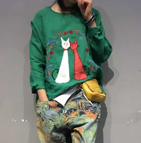 Демисезонный футболка Для женщин Ретро свободные Новинка футболки Мори девушка