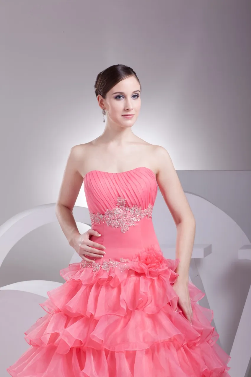 Розовые платья Quinceanera органза с аппликацией цвета слоновой кости кружева сладкий 16 платья Пышное Бальное Платье Vestido De 15 Anos Vestidos