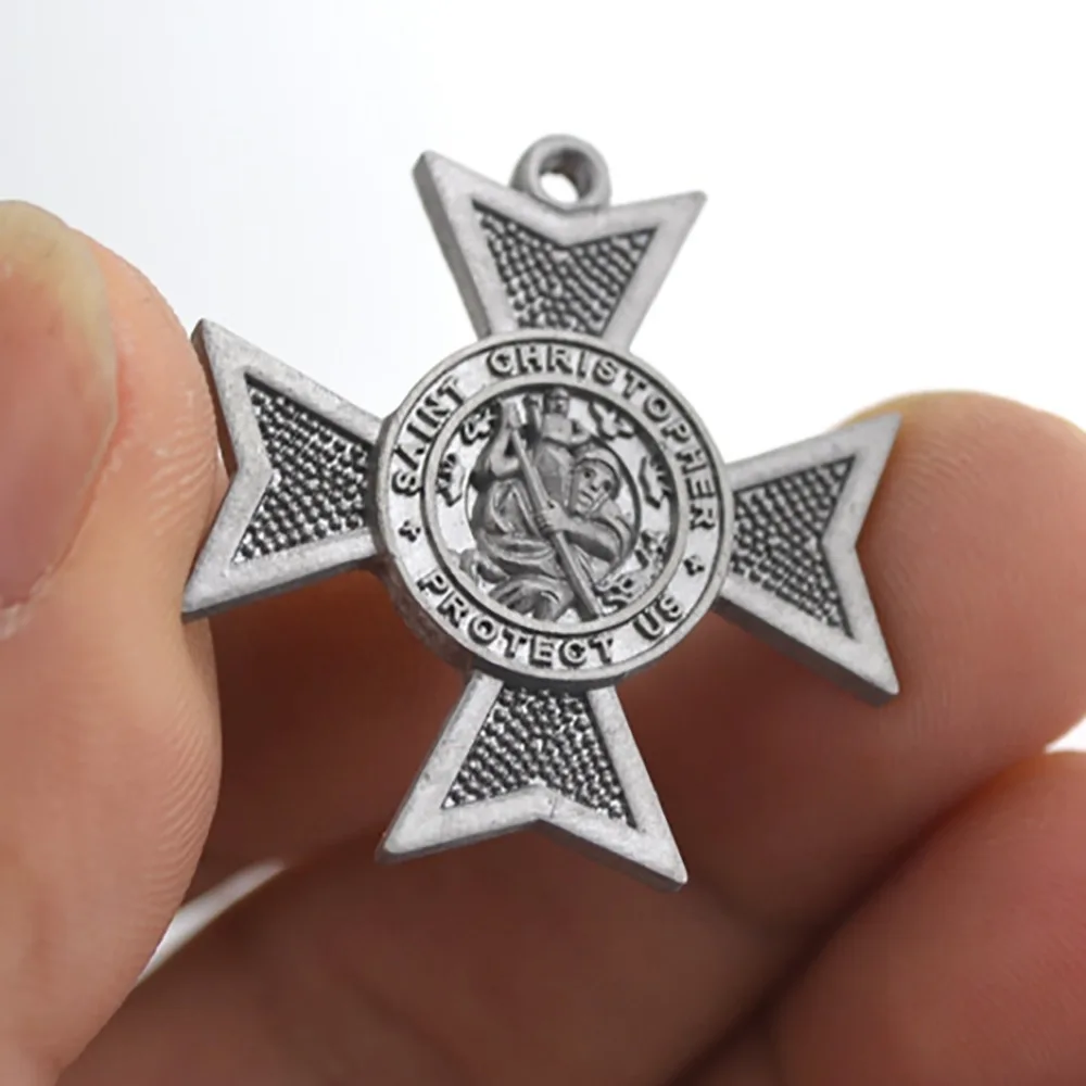 Women Men Necklace Pendant Archangel CHRISTOPHER Religious Amulet Protect US Charm Zinc Alloy Material Provide Dropshipping | Украшения и