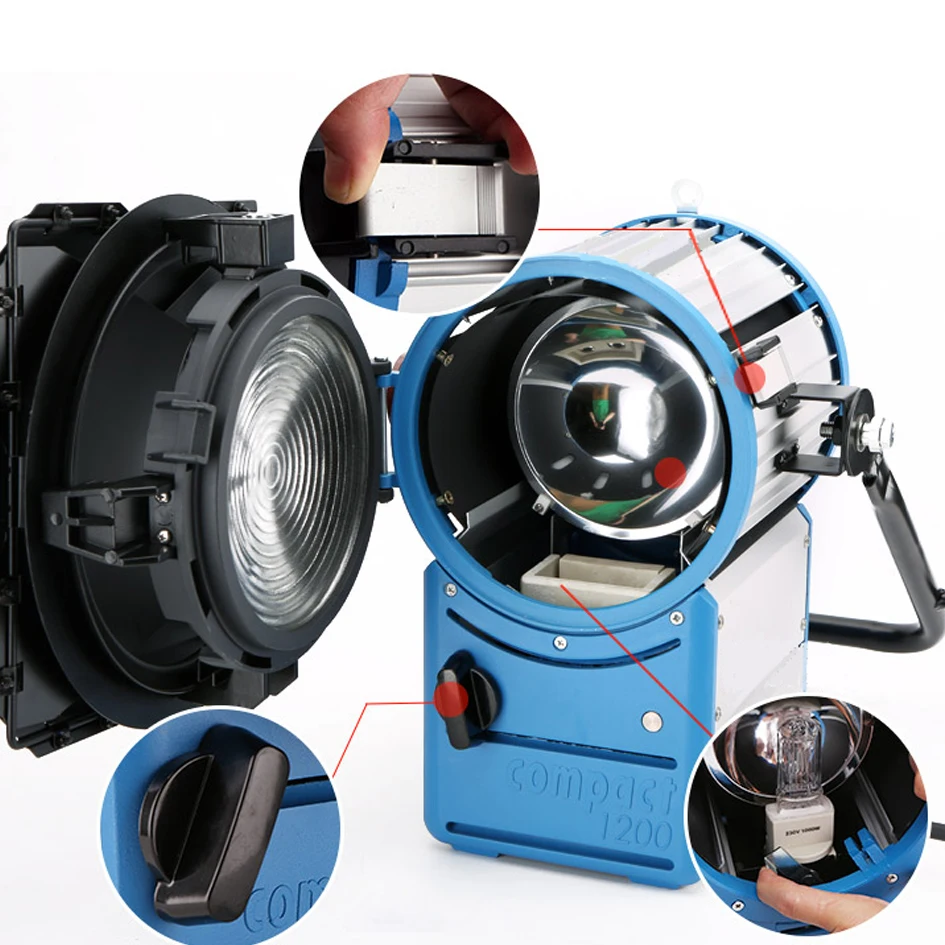 ALUMOTECH As ARRI 1200 W HMI Fresnel осветительная головка Электронный Балласт лампа глобус для