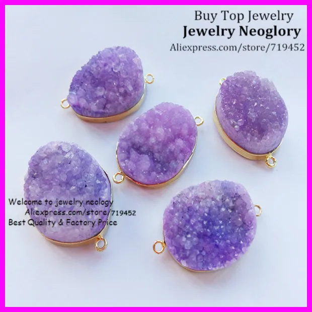 5 шт. Природный кристалл Druzy Кулон разъем друзовый кварц кластеры камень кулон