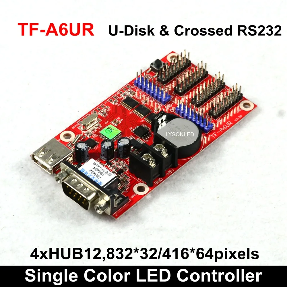 

LongGreat TF-A6UR USB Driver and RS232 Serial Ports Single Dual Color LED Display Card Max 384x64Pixles 4xHUB12 2xhub08