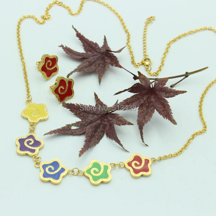 Женский/женский ювелирный набор с маленьким цветком ожерелье из нержавеющей