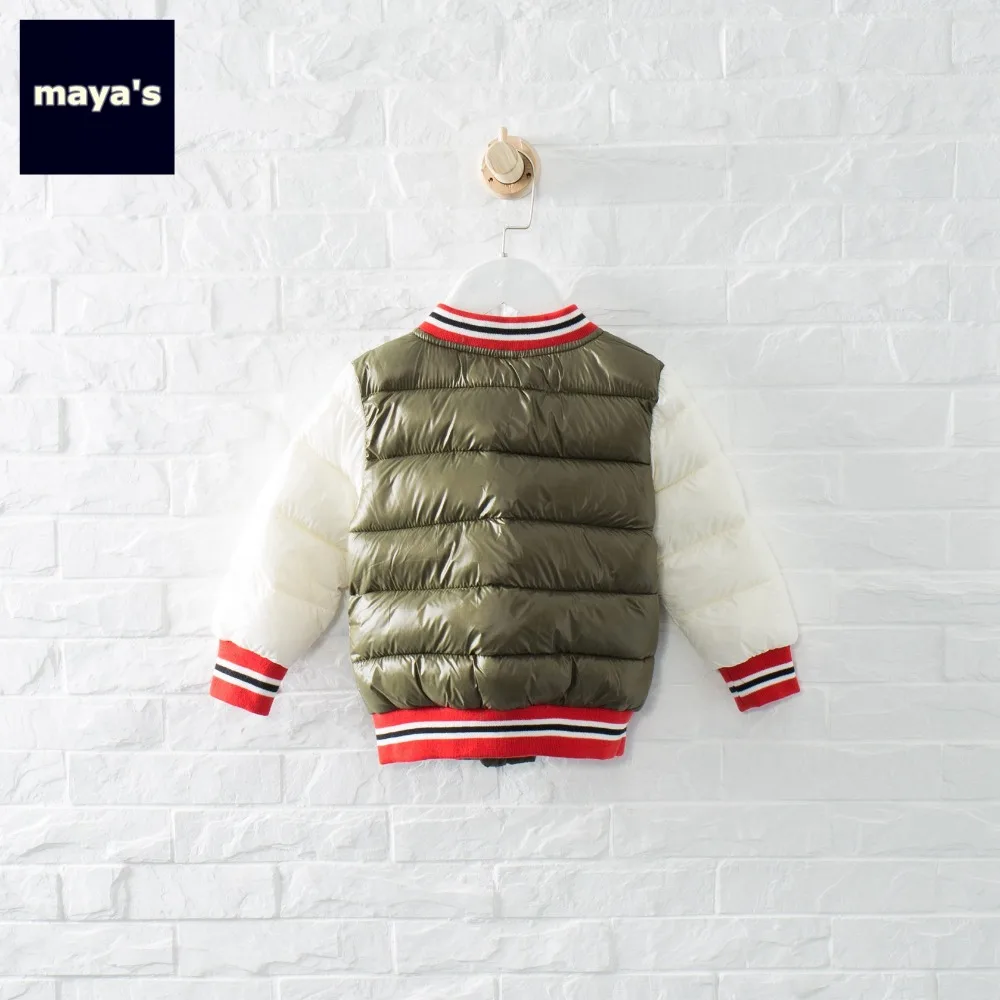 Mayas/модные зимние теплые парки для мальчиков с цветными блокировками детская