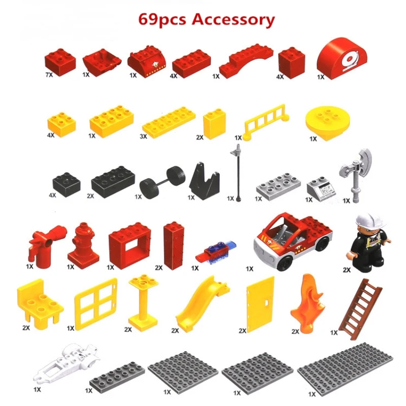 69 шт. пожарная машина пожарный DIY строительные блоки совместим с Duplo город