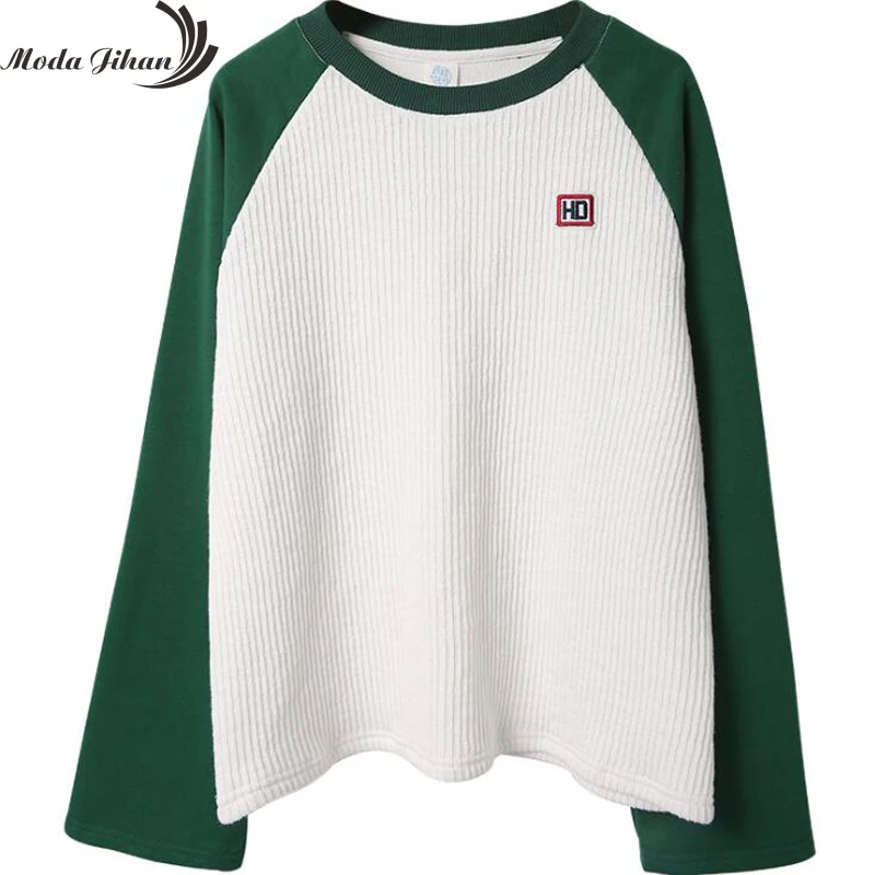 Moda Jihan женские пуловеры Ulzzang свитшоты из хлопка оверсайз Лоскутная Толстовка