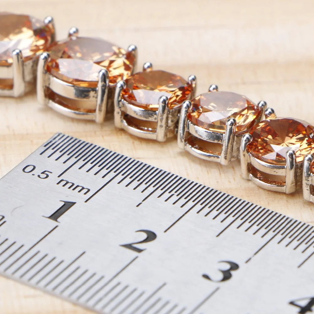 Серебро 925 ювелирные браслеты для женщин 18 см Шампанское AAA+ кубический циркон подвеска серебряный браслет подарочная коробка