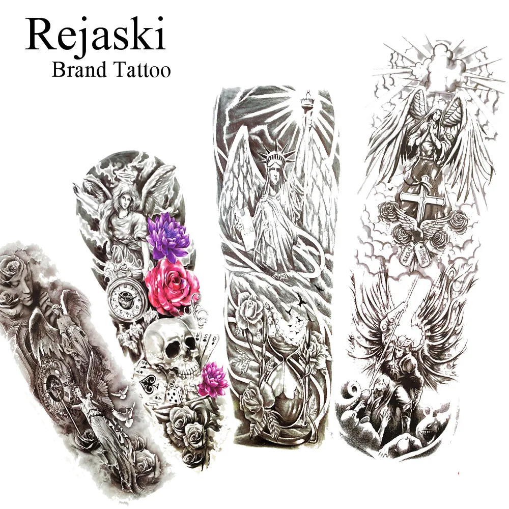 Rejaski полностью свободные руки Ангел черный временные татуировки наклейки для