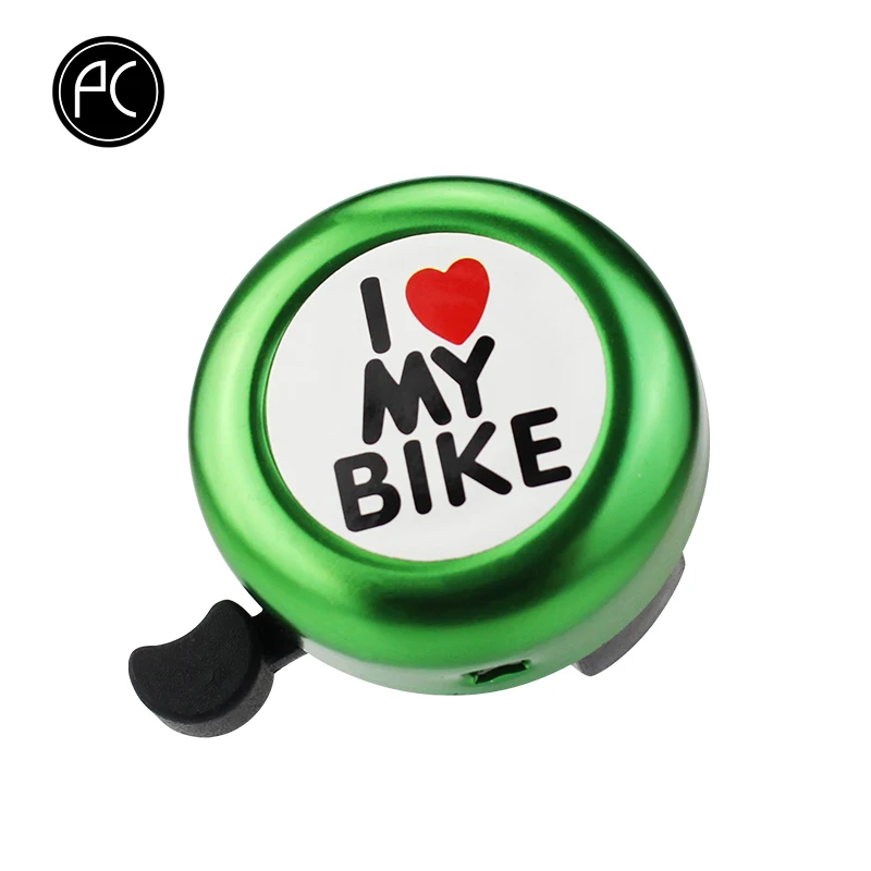 GREEN PCycling велосипедный Звонок I Love My Bike Печатный чистый звук алюминиевый сплав MTB дорожный сигнализация для велосипеда Предупреждение мини кольцо колокольчик для детей - Цвет: GREEN