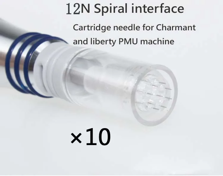 MTS 12needles 10pcs Корейская Charmant Перманентный макияж микро пигментация премиум-машина с электрической мощностью для бровей губ Lipliner татуировки - Цвет: MTS 12needles 10pcs