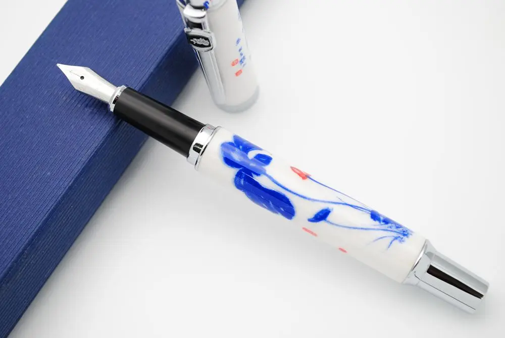 JINHAO 950 Роскошная перьевая ручка сине белая фарфоровая чернильная перо|Перьевые