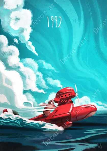 Хаяо Миядзаки мультфильм аниме Kurenai No Buta Porco Rosso холст картины винтажные крафт
