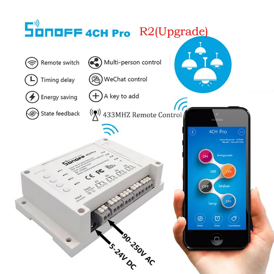 Высветильник ель света Sonoff 4CH Pro для умного дома с поддержкой Wi Fi|Модули дома| |
