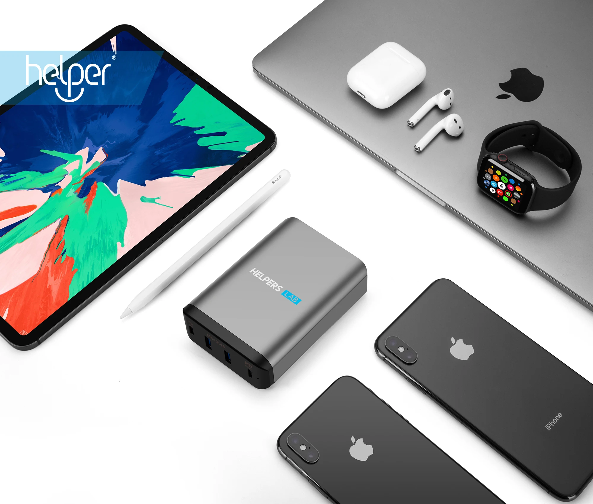 Dual type-C PD дорожное зарядное устройство адаптер с 2 USB-C PD и 2 USB 5 в 2,4 A-Совместимость с Macbook iPad Xiao Mi air pro Matebook