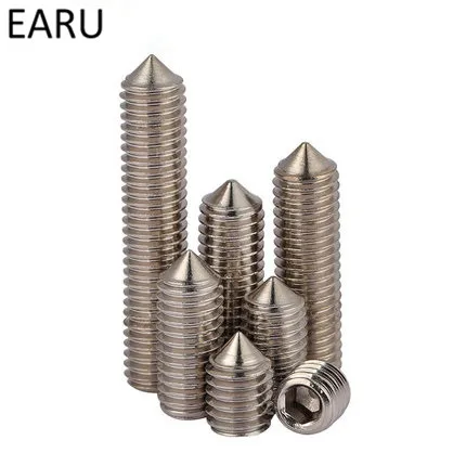 

304 Stainless Steel M10*10/12/16/20/25-40 Tip Set Screws Bolt Inner Hexagonal Hexagon Socket Head Machine Headless Top Wire F