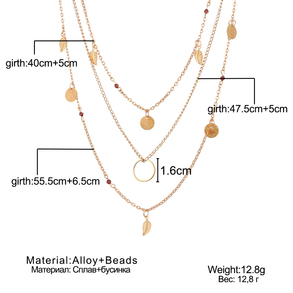 FAMSHIN Bohemia Gold Color Chain Leaves MultiLayer Choker Necklace for Women Collier Femme Fashion Jewelry Party Gifts 2018 NEW | Украшения