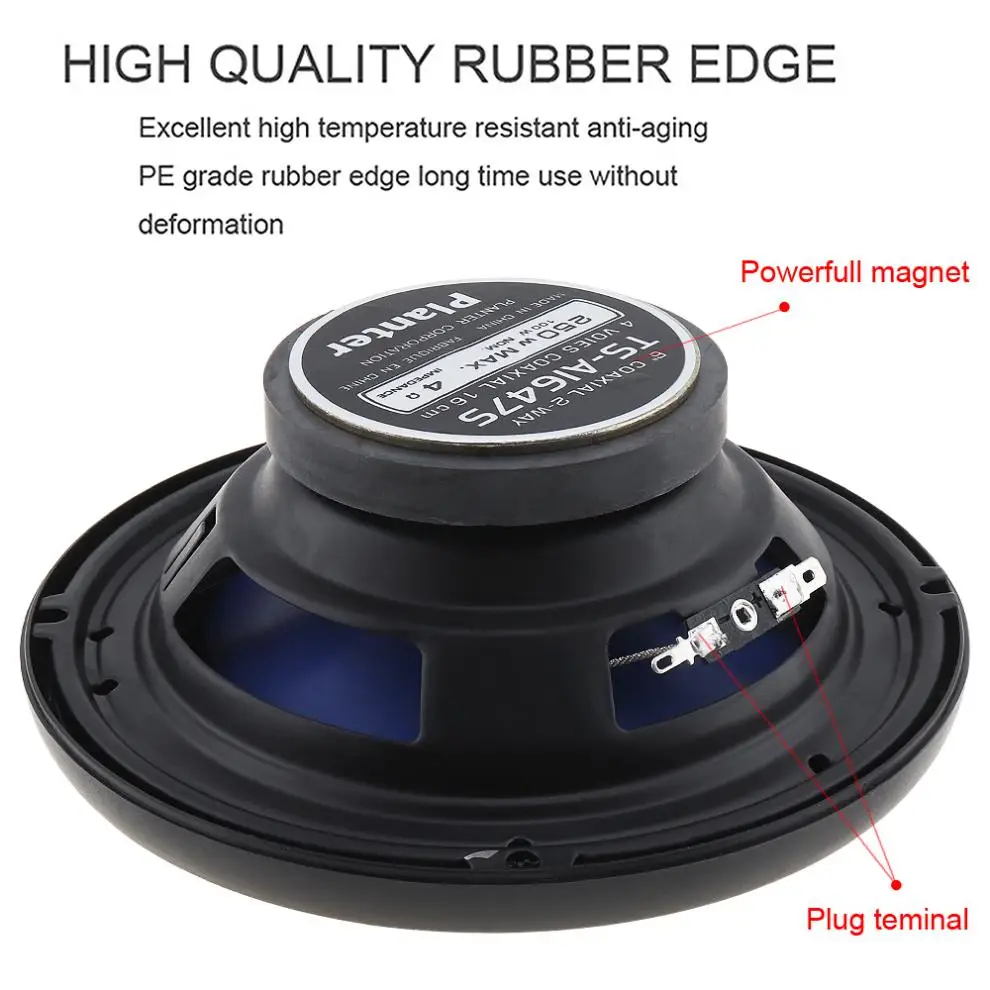 2pcs 12V 6.5 Inch 250W Car HiFi Coaxial Speaker Vehicle Door Auto Audio Music Stereo Full Range Frequency Speakers for Cars | Автомобили и