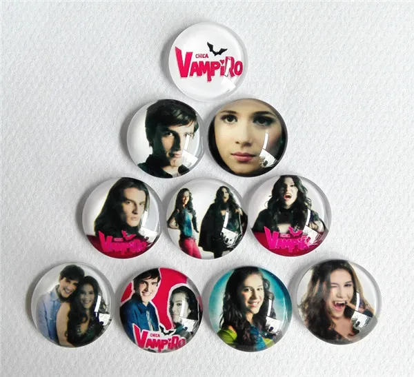 

10pcs/lot The Vampire Diarie 20mm Chica Vampiro Glass Cabochons Jewelry Finding Cameo Pendant bracelet Earrings Settings