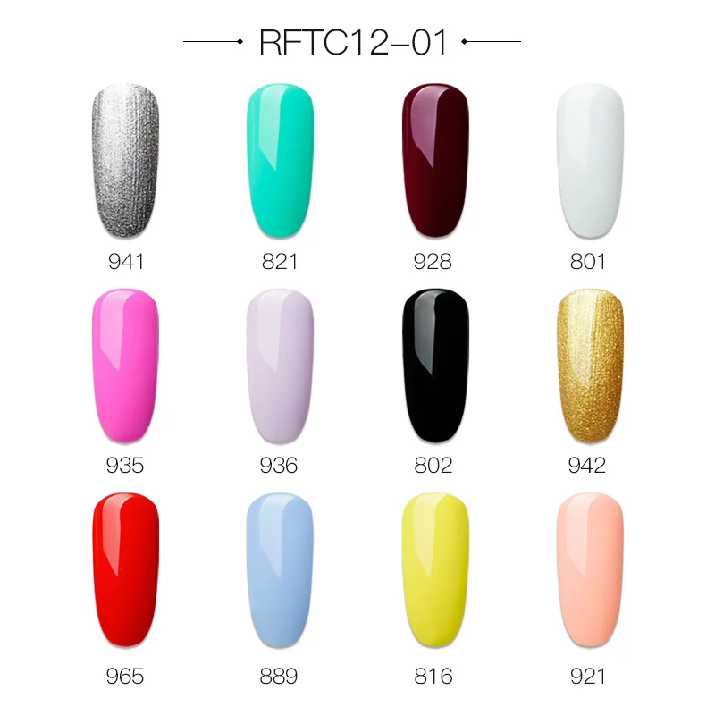 RFTC12-01 Розалинд набор гель-лаков для ногтей 12 шт./компл. живопись паук блестящий гель-Маникюр Набор Штамповка акриловый Фрезер для ногтей cо шлифовальными комплект Лаки все для маникюра - Цвет: RFTC12-01