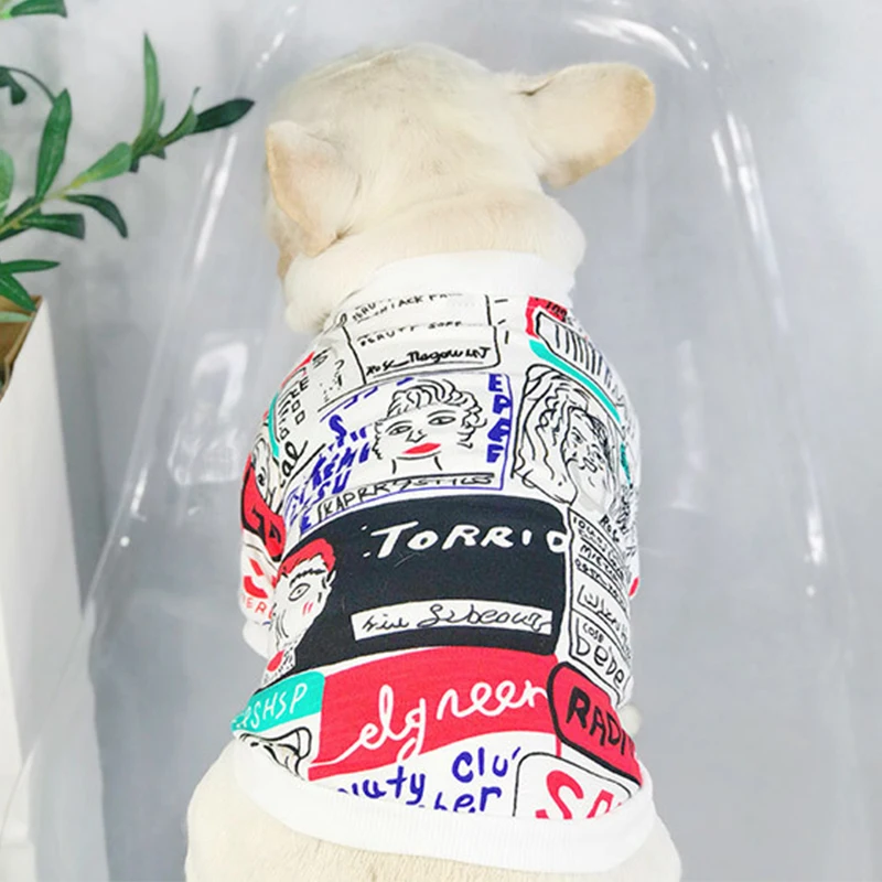 100% хлопок Французский бульдог летняя дышащая футболка одежда для собак