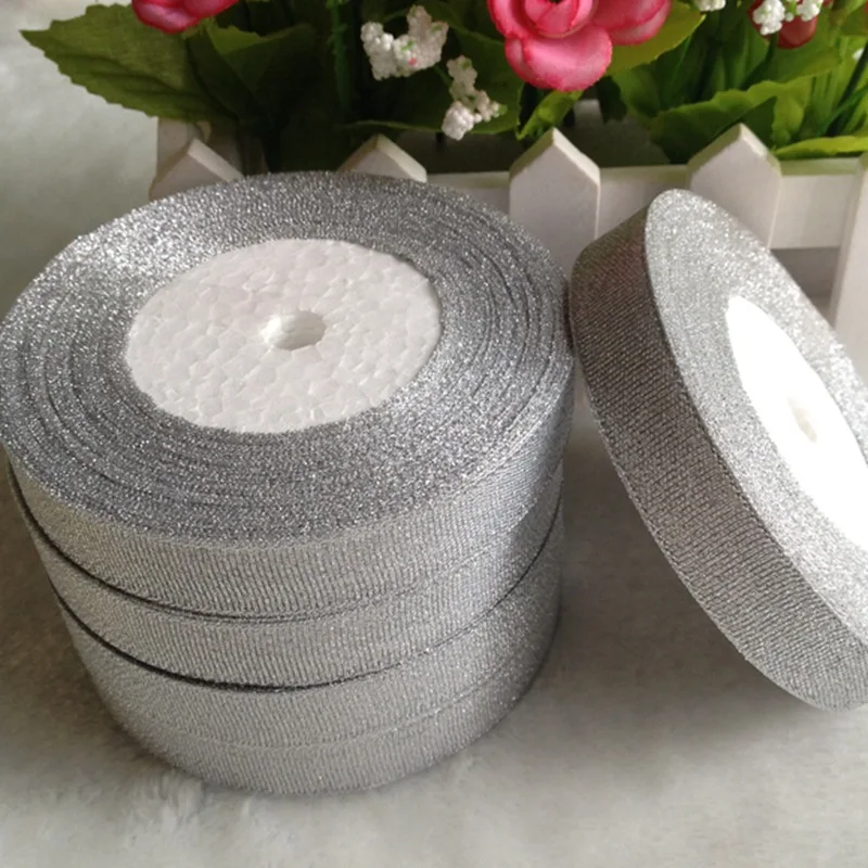 5 рулонов (125 ярдов) 15 мм|silver ribbon|ribbons for giftsribbon ribbon |