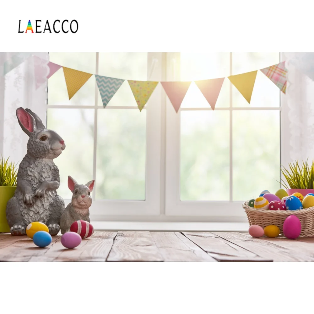 Laeacco пасхальные яйца фоны кролик серый подоконник флаг Вечеринка Детский портрет