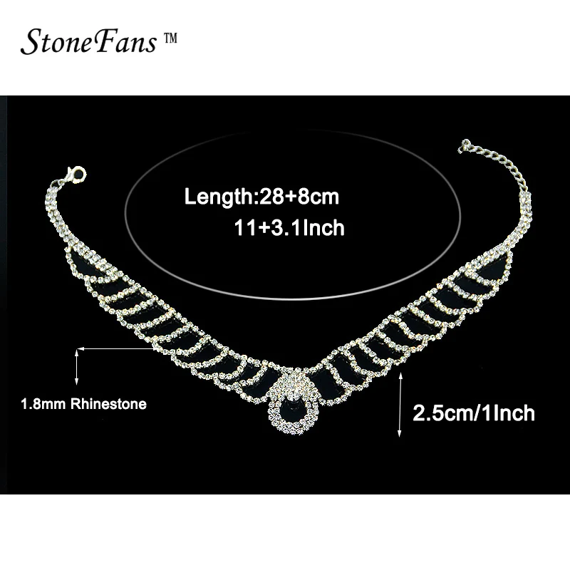 Stonefans классический Дизайн 1 ряд Teardrop Rhinestone Чокеры Ожерелья для мужчин для Для женщин модные серебристые Цвет Свадебные Кристалл Chocker Cat