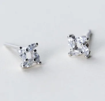 Квадратные серьги из циркона Женские Ювелирные изделия 100% стерлингового серебра