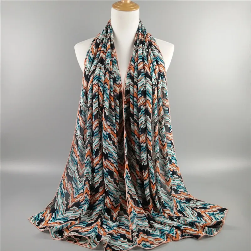 Мусульманский шарф принт Классический шифон Цветочный платок Малайзии тюрбан