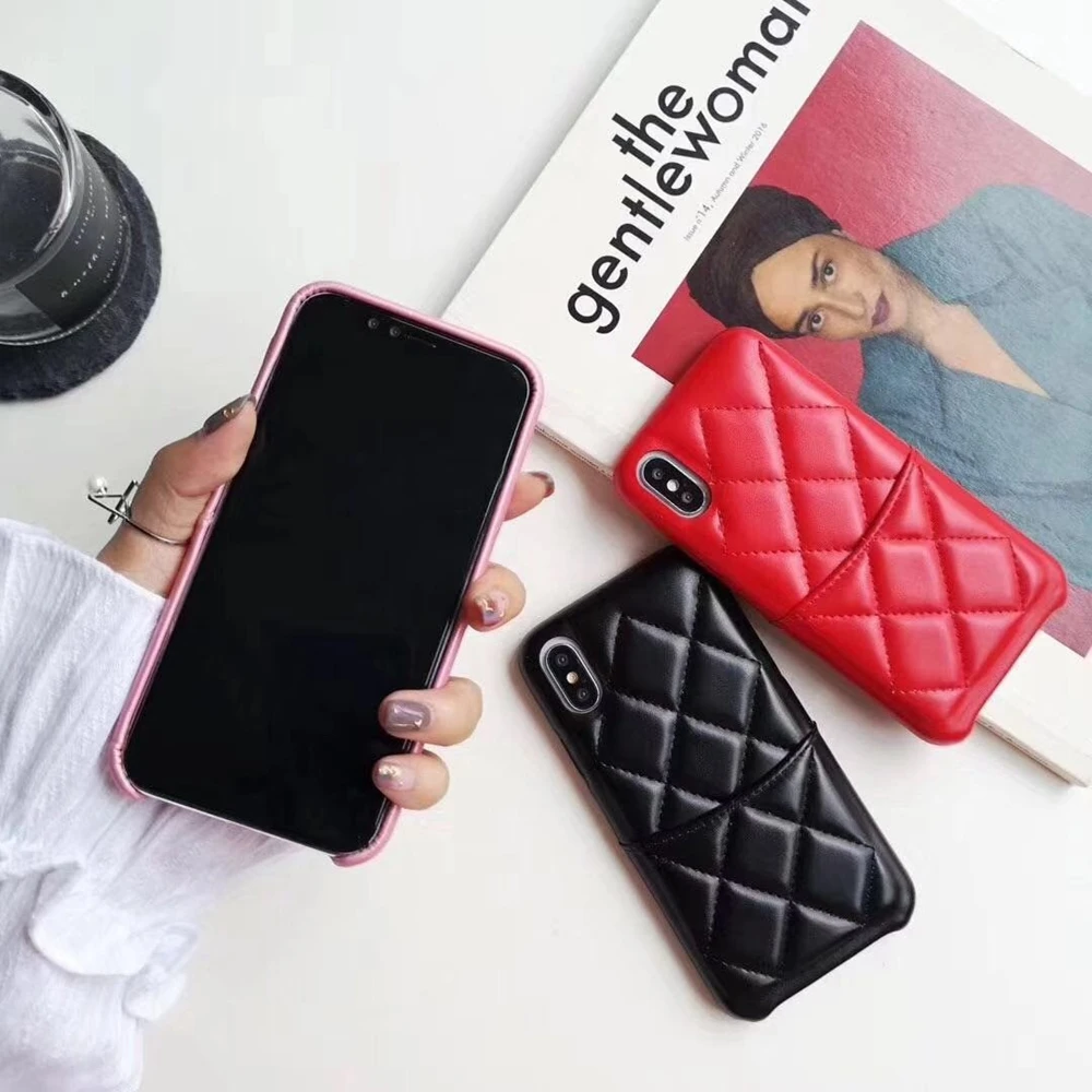 Luxury Tide Brand Wallet Phone Case for iphone 7 6s 6 plus xr xs max 8plus Cases Hard Border&ampSoft Rhombus Silicone Back Cover |