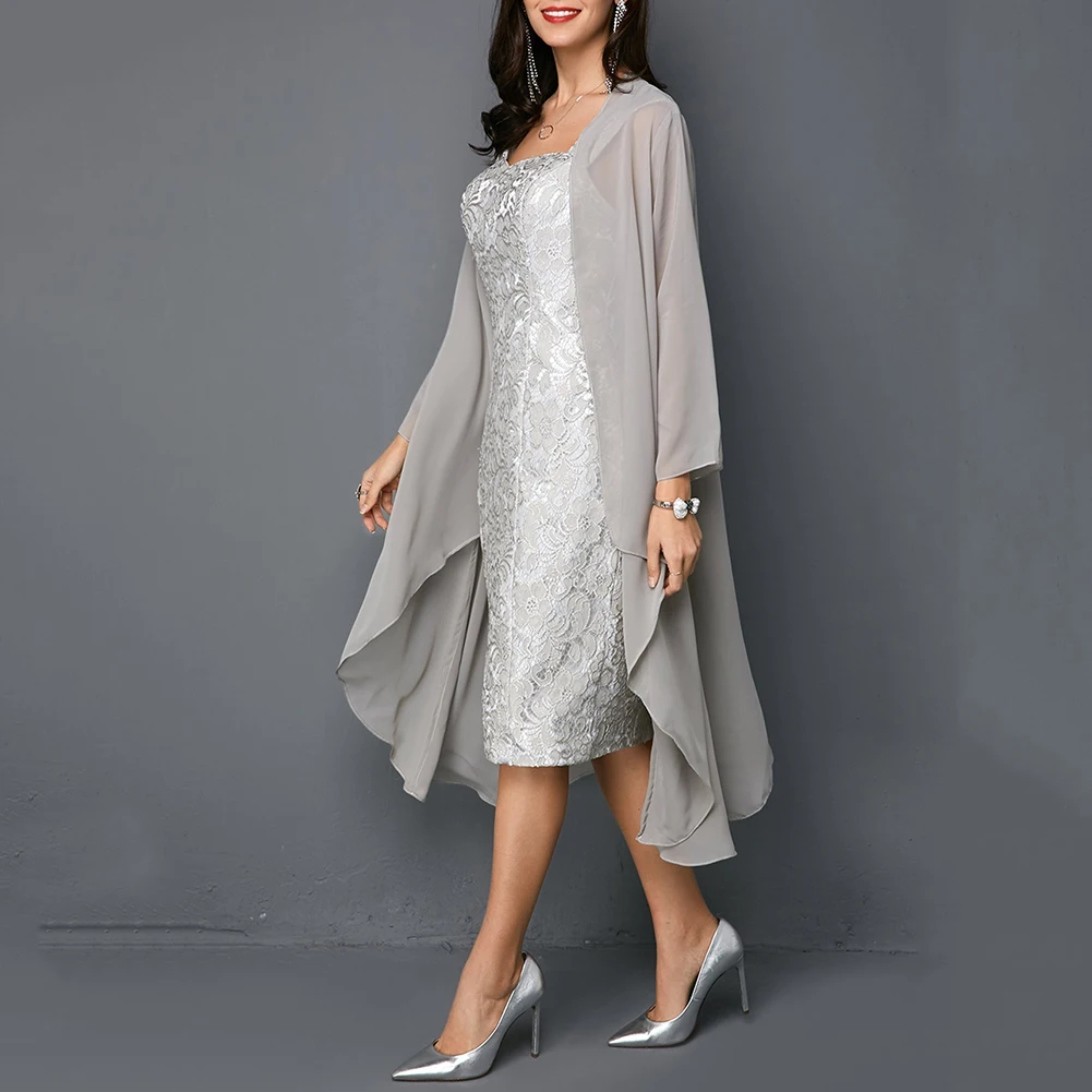 2 шт./компл. Элегантное свадебное платье до колена кружевное для мамы невесты с