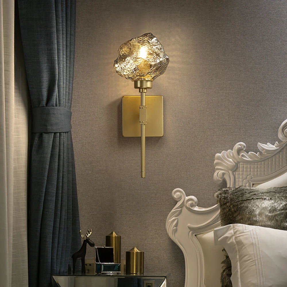 Современные стеклянные настенные лампы золотые светодиодные Настенные