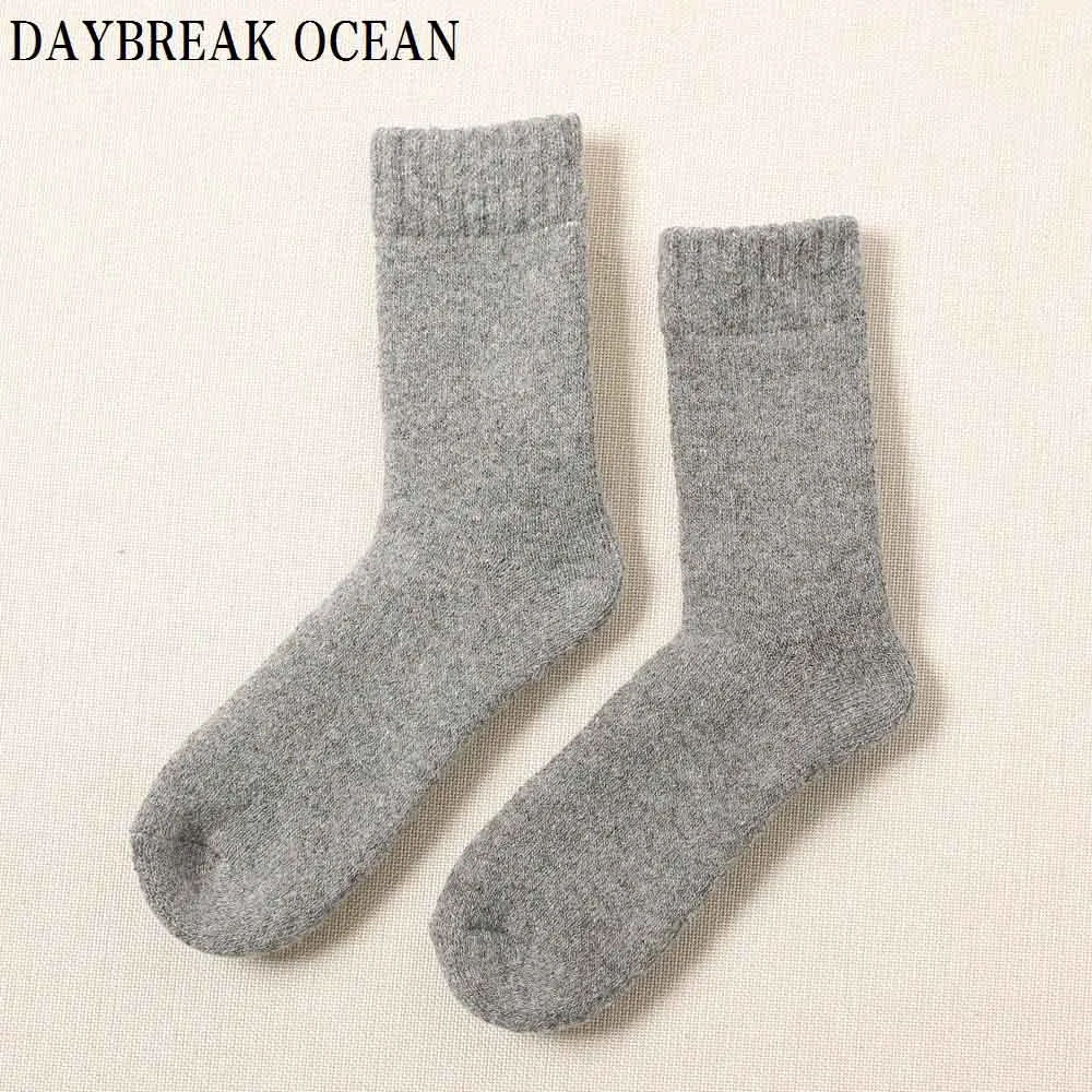 medium grey socks Большие размеры, высокое качество, брендовые новые мужские носки из Ангольской кроличьей шерсти, повседневные плотные теплые мягкие осенне-зимние мужские носки - Цвет: medium grey socks
